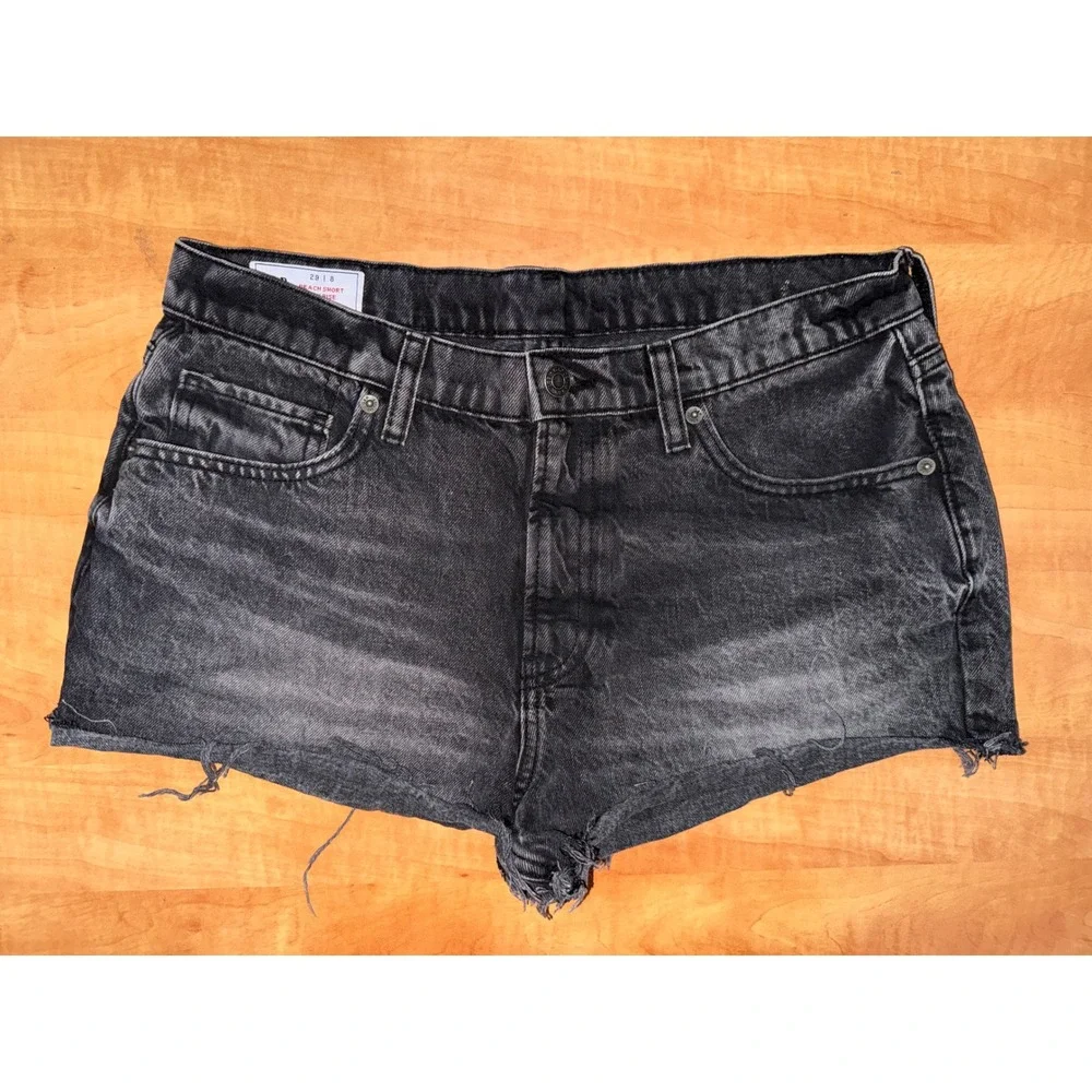 Gap Beach Short Low Rise Black Denim Cut Off Shorts Frayed Hem Size 29 8